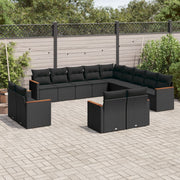 Loungeset 13-delig poly rattan zwart