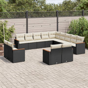 Loungeset 13-delig poly rattan zwart