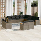 13-Delige Loungeset Met Kussens Poly Rattan Grijs