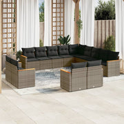 Loungeset 13-delig poly rattan grijs