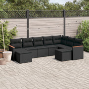 Loungeset 9-delig poly rattan zwart