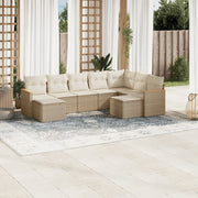 Loungeset 9-delig poly rattan beige