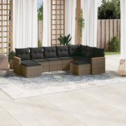 Loungeset 9-delig poly rattan grijs