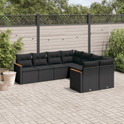 Loungeset 8-delig poly rattan zwart