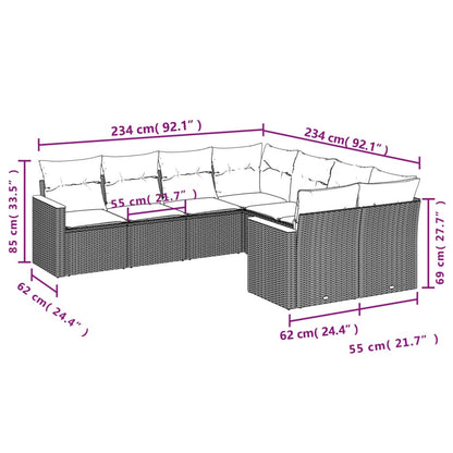 8-Delige Loungeset Met Kussens Poly Rattan Beige