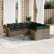 Loungeset 8-delig poly rattan grijs
