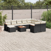 Loungeset 11-delig poly rattan zwart