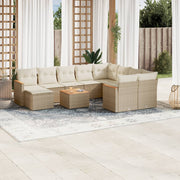Tuinset 11-delig poly rattan beige met kussens