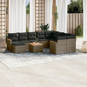 Loungeset 11-delig poly rattan grijs