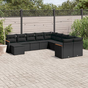 Loungeset 11-delig poly rattan zwart