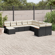 Loungeset 11-delig poly rattan zwart