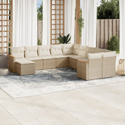 Tuinset poly rattan 11-delig beige met opbergfunctie