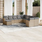 11-Delige Tuinset Met Kussens Poly Rattan Beige