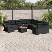 Loungeset 12-delig poly rattan zwart