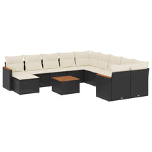 12-Delige Loungeset Met Kussens Poly Rattan Zwart