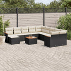 Loungeset 12-delig poly rattan zwart