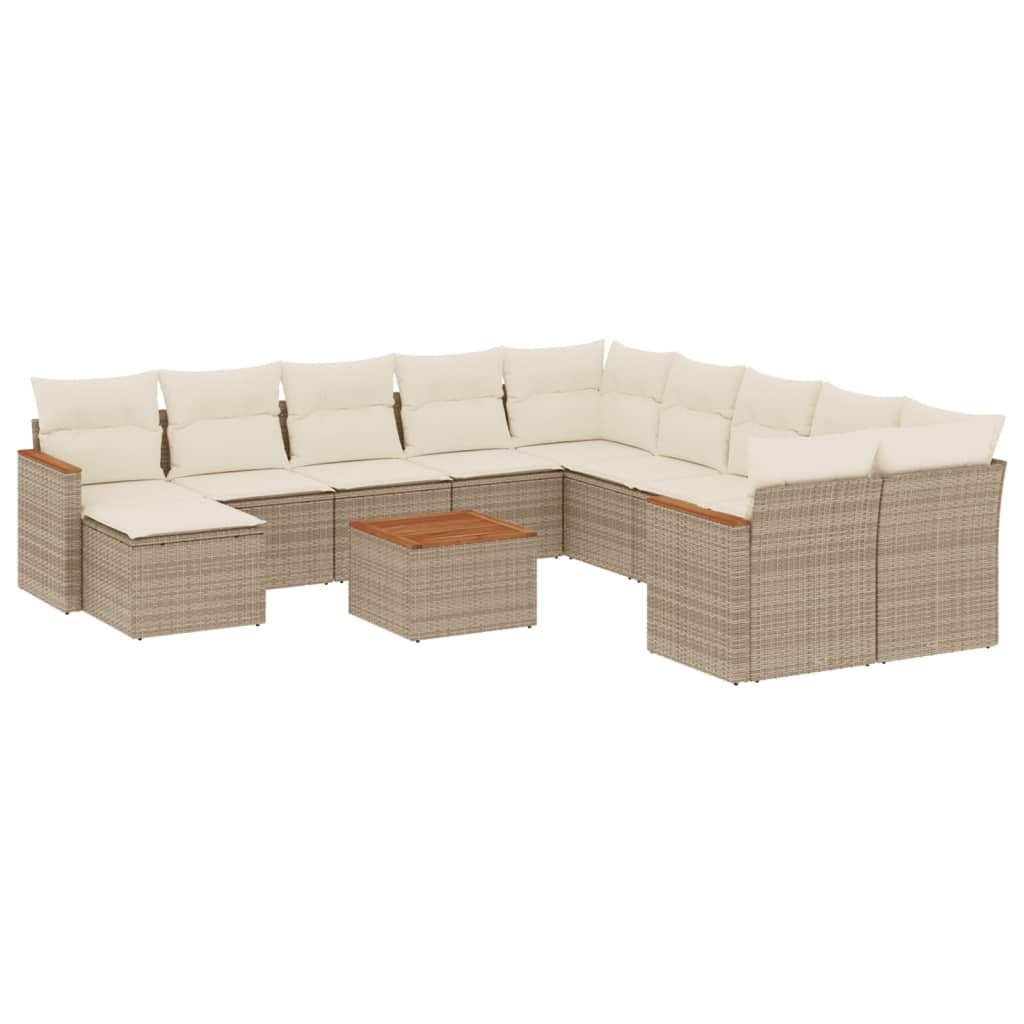 12-Delige Loungeset Met Kussens Poly Rattan Beige