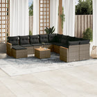 12-piece lounge set with cushions poly rattan grey