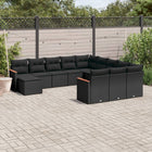 12-piece lounge set with cushions poly rattan black