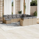 12-Delige Loungeset Met Kussens Poly Rattan Beige