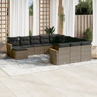 12-Delige Loungeset Met Kussens Poly Rattan Grijs