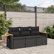 Loungeset 3-delig poly rattan zwart