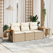 Loungeset 3-delig poly rattan beige