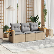 Loungeset poly rattan beige 3-delig