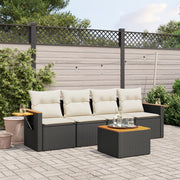Loungeset 5-delig poly rattan zwart