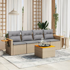 5-Delige Loungeset Met Kussens Poly Rattan Beige