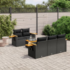 6-piece Lounge Set with cushions poly rattan black
