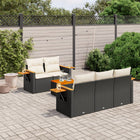 6-piece Lounge Set with cushions poly rattan black