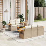 Loungeset poly rattan 6-delig beige
