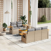 Loungeset 6-delig poly rattan beige