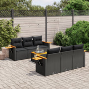 Loungeset 7-delig poly rattan zwart