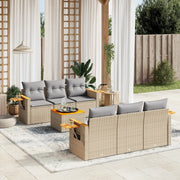 Loungeset 7-delig poly rattan beige