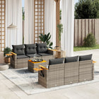 7-Delige Loungeset Met Kussens Poly Rattan Grijs