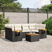 Loungeset 7-delig poly rattan zwart