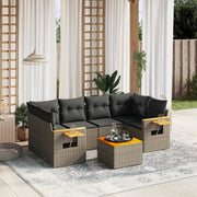 Loungeset 7-delig poly rattan grijs