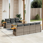 Loungeset 8-delig poly rattan grijs