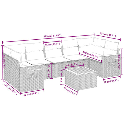 8-Delige Loungeset Met Kussens Poly Rattan Beige