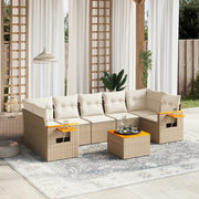 Loungeset 8-delig poly rattan beige