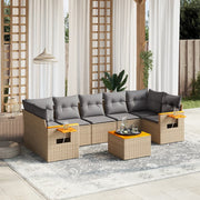 Loungeset 8-delig poly rattan beige