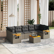 Loungeset 8-delig poly rattan grijs