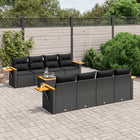 9-Delige Loungeset Met Kussens Poly Rattan Zwart