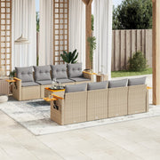 Loungeset 9-delig poly rattan beige