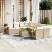 Loungeset 9-delig poly rattan beige