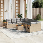 Loungeset 9-delig poly rattan beige