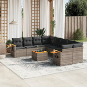 Loungeset 9-delig poly rattan grijs