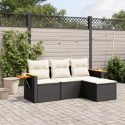 Loungeset 4-delig poly rattan zwart